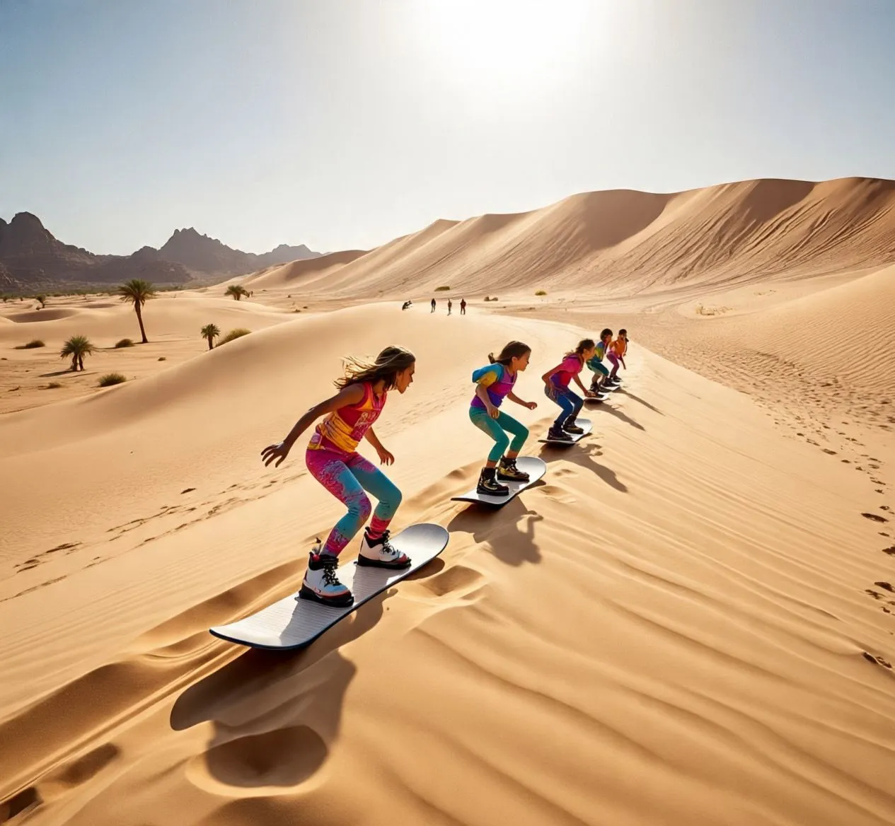 Happy tourists enjoying Dubai desert safari